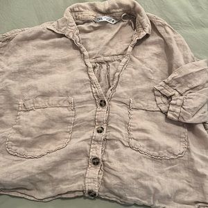 Basically New Tan button Crop top